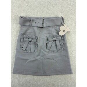 Ank Rouge Skirt Women’s M Gray Belted Ruffle Bow Pockets High Waist Japan Kawaii